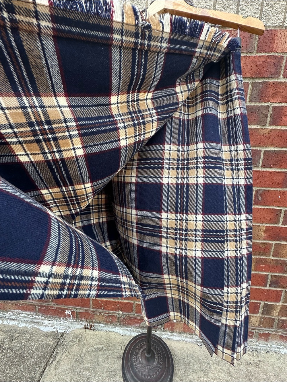 Pitlochry Knitwear Made In Scotland Pure New Wool Tartan Wrap Fringe Skirt Prep - Picture 7 of 16